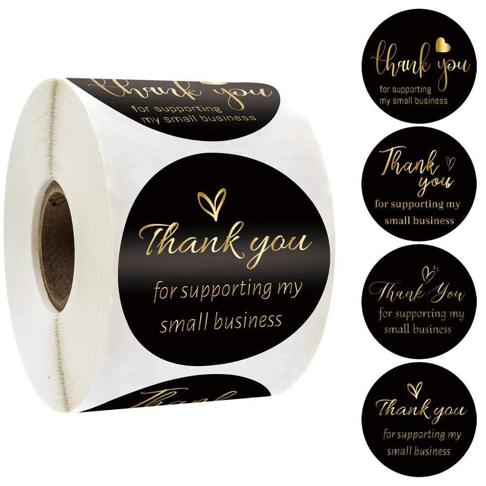 500Pcs/roll Round Labels Thank You Sticker Kraft Paper Dragees Candy Flower Garland Gift Box Cupcake Packaging Wedding Stickers (ONLINE ORDER ONLY)