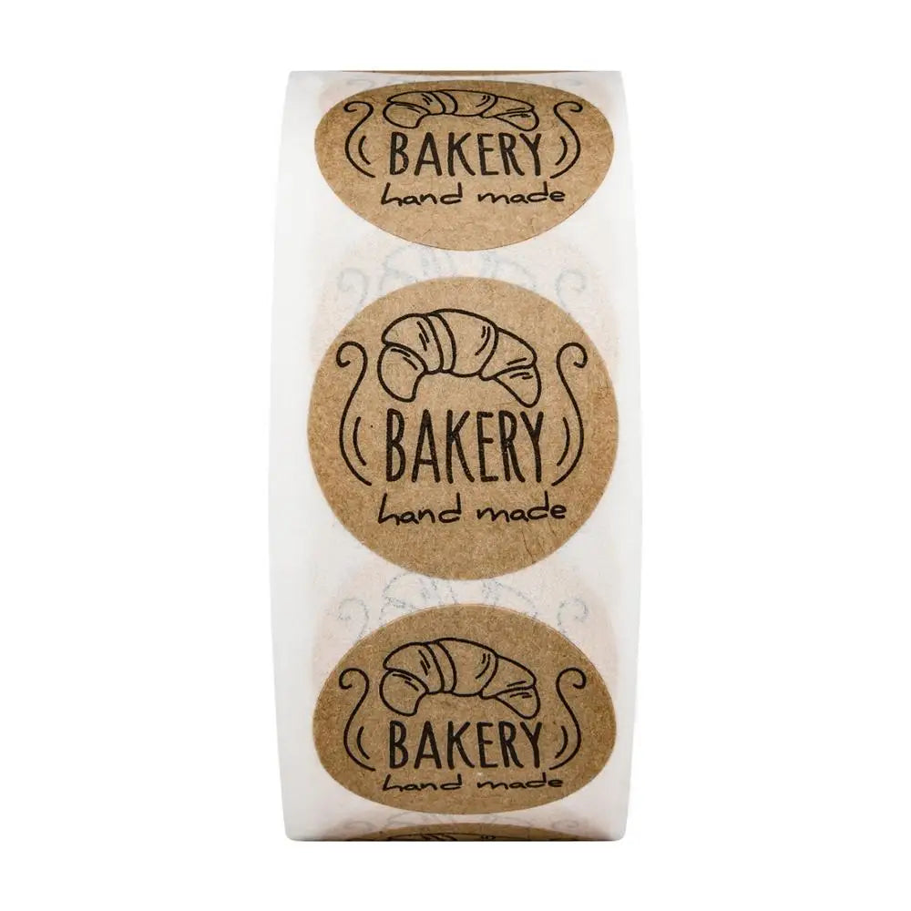 100-500pcs Kraft Paper Hand Made Stickers "bakery" Scrapbooking For Cookie Boxes Seal Labels Sticker Cute Stationery (Online Order Only)