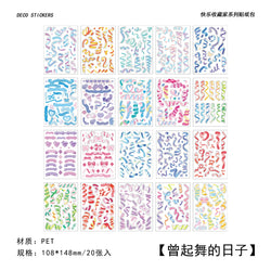 Yoofun 30pcs Rainbow Black & White Geo Stickers for Scrapbooking Journals DIY (Online Order Only)