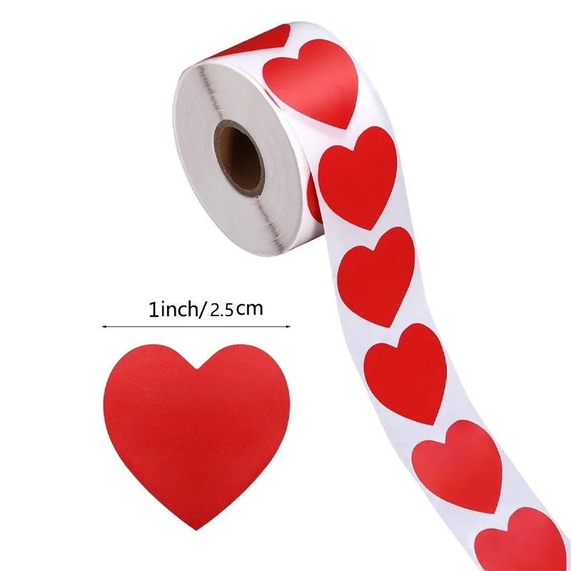 Heart Red Stickers seal labels 50-500pcs Labels stickers scrapbooking for Package and wedding decoration stationery sticker (ONLINE ORDER ONLY)