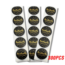 100-500pcs Black Handmade With Love 1 Inch Baking Label Wedding Sticker Party Label Decoration Envelope Seal Stationery Sticker (Online Order Only)