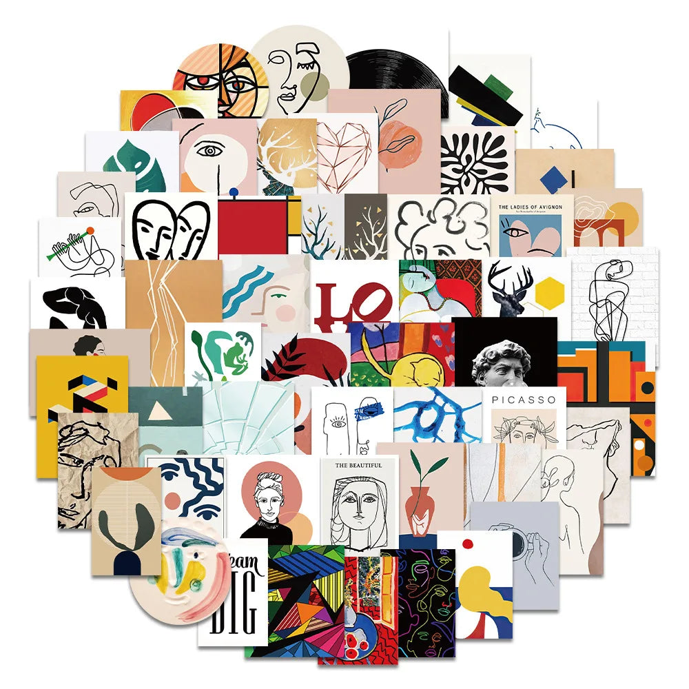 Abstract Art Graffiti Stickers: Aesthetic Line Cartoon Decals for Laptop, Wall, Phone, Guitar, Suitcase, Car, Toy (10/30/65pcs) (Online Order Only)