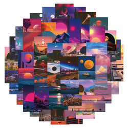 Sunset Aesthetic Stickers 10/30/50pcs Decorative Decals for Scrapbook, Phone, Laptop, Guitar, Car, Wall, Kids Toy (Online Order Only)