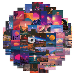 Sunset Aesthetic Stickers 10/30/50pcs Decorative Decals for Scrapbook, Phone, Laptop, Guitar, Car, Wall, Kids Toy (Online Order Only)