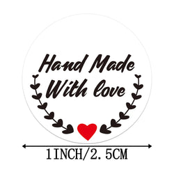 100-500Pcs "Handmade With Love" Kraft Paper Stickers Round Adhesive Labels Baking Wedding Decoration Party Decoration Sticker (Online Order Only)