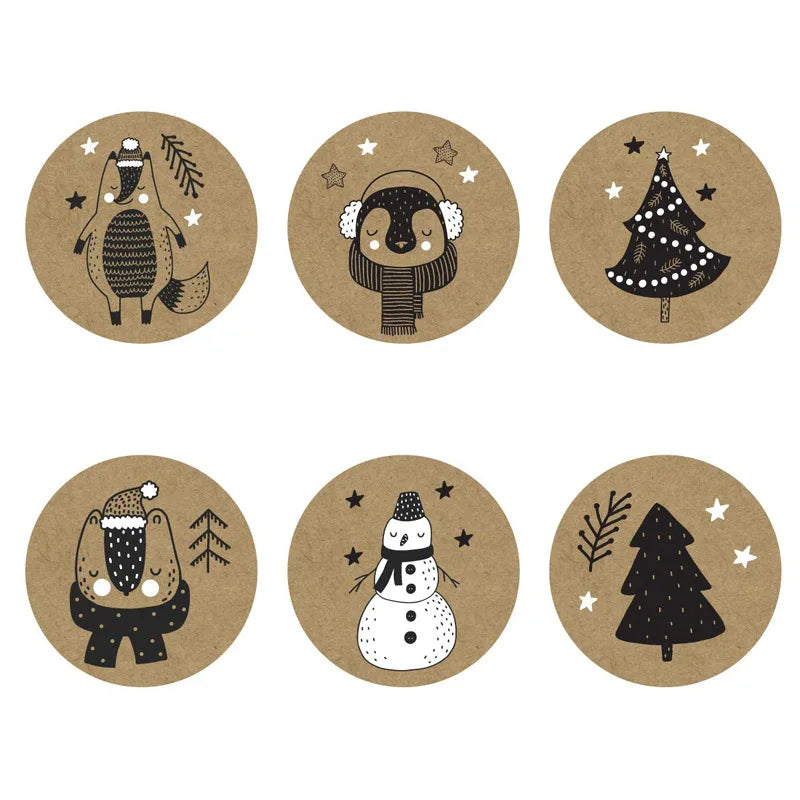 100-500pcs Merry Christmas Handmade Sticker Card Box Package Thank You Seal Label Wedding Party Supplies (Online Order Only)