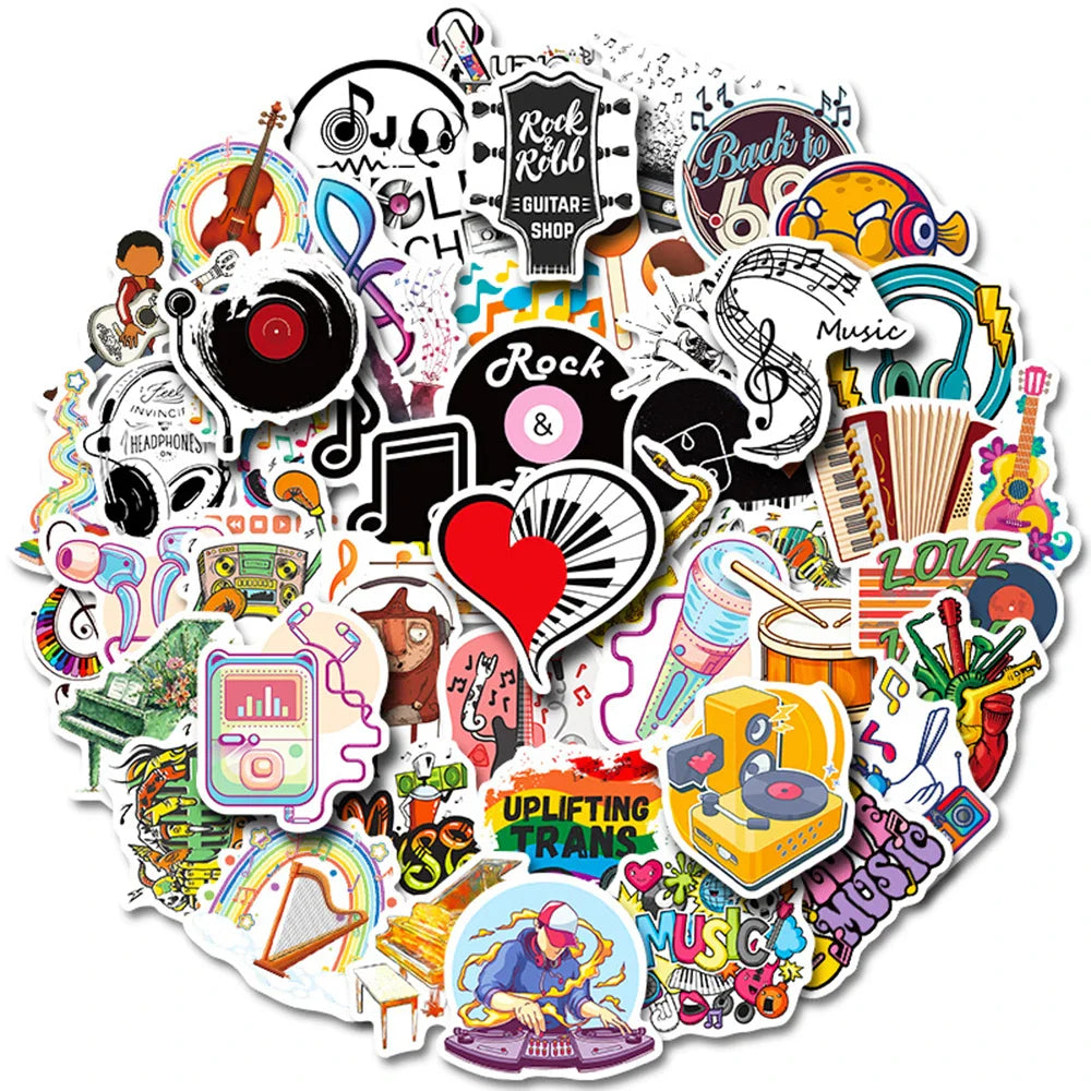 Kawaii Rock Band Stickers for Guitar, Laptop, Luggage, Skateboard - 10/30/50PCS (Online Order Only)
