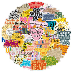Colorful Motivational Stickers Pack - Waterproof Decals for Laptop, Guitar, Phone, Travel (ONLINE ORDER ONLY)
