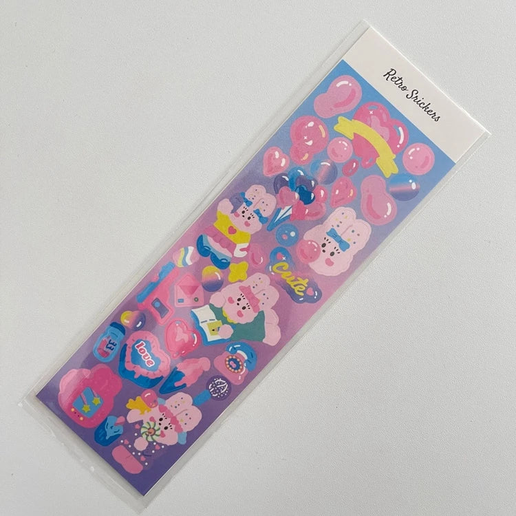 Cute Rabbit Laser Sticker Letters Decorative Stickers Idol Card Making Scrapbooking Journal Photo Album Stick Label Stationery (Online Order Only)
