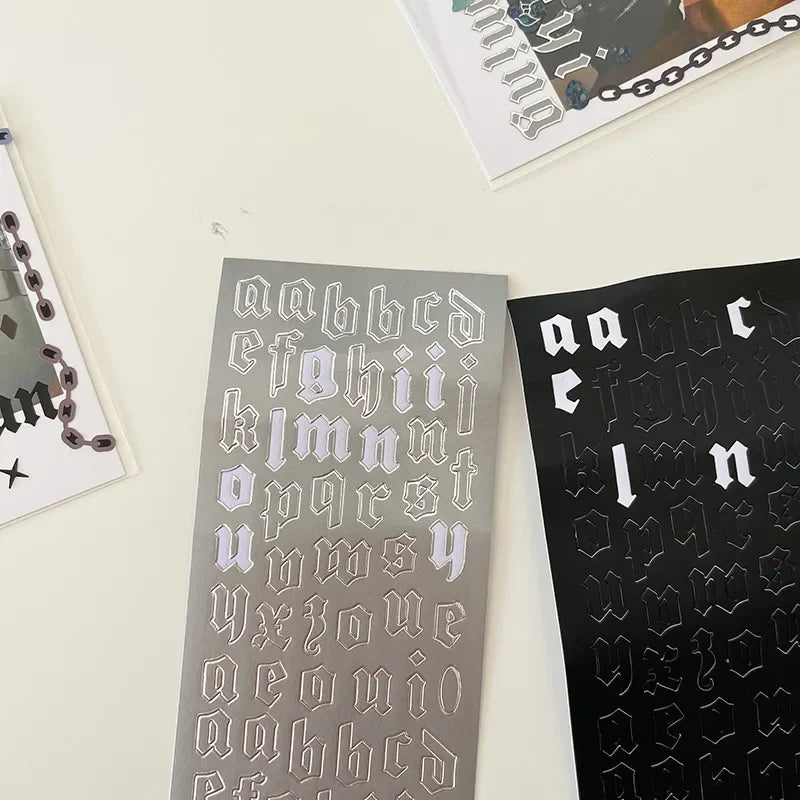 Stamping Gold Silver lrregular Letters Stickers Korea Ins Hand Account Photo Album DIY Deco Material Sticker Stationery (ONLINE ORDER ONLY)