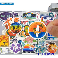 50Pieces Aloha Hawaii Summer Outdoor Beach Surfing Travel Stickers for Phone Scrapbook Luggage Skateboard Car Laptop Sticker Toy (Online Order Only)