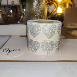 100-300pcs Diamond frosted shiny sticker heart shape labels for package wedding decoration thank you sticker stationery supply (ONLINE ORDER ONLY)
