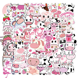 Strawberry Cow Cartoon Stickers Pack for Laptop, Guitar, Phone, Bike, Car, Kids (Online Order Only)
