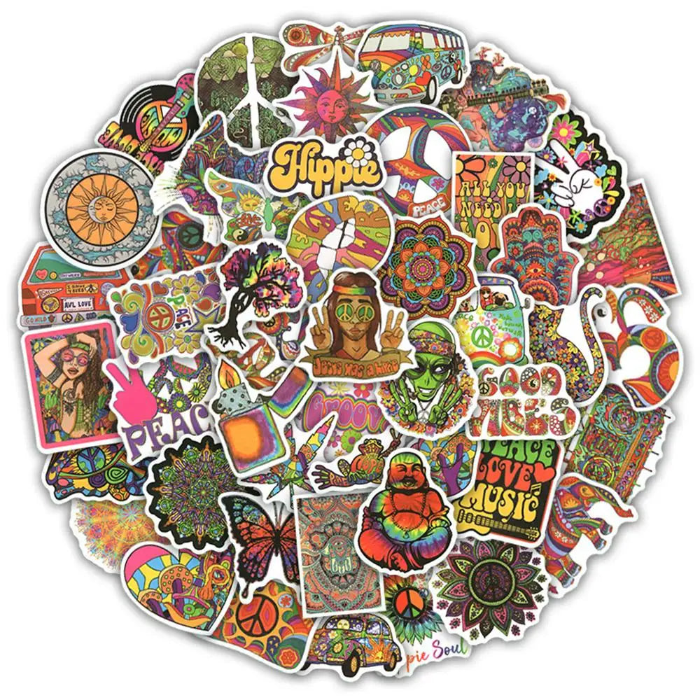 10/30/50PCS Hippie Art Sticker Psychedelic For Suitcase Notebook Skateboard Fridge Laptop Classic Toy Decals Graffiti Sticker F3 (ONLINE ORDER ONLY)