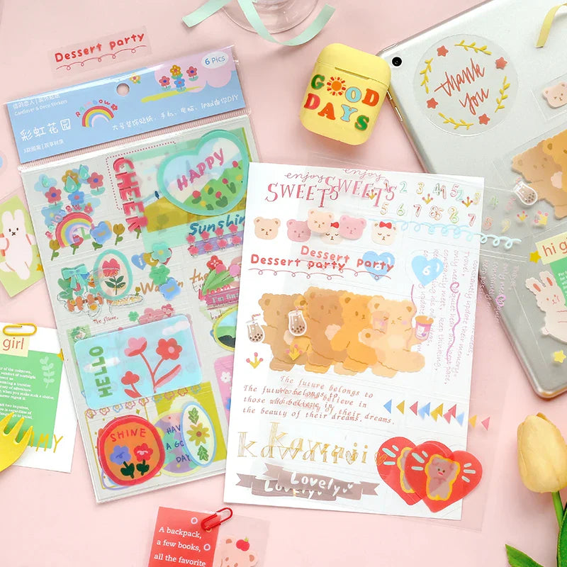 6 Sheets Enjoy Happy Time Series Stickers Scrapbooking Decorative Sticker Korean DIY Diary Album Stick Label Kawaii Stationery (ONLINE ORDER ONLY)