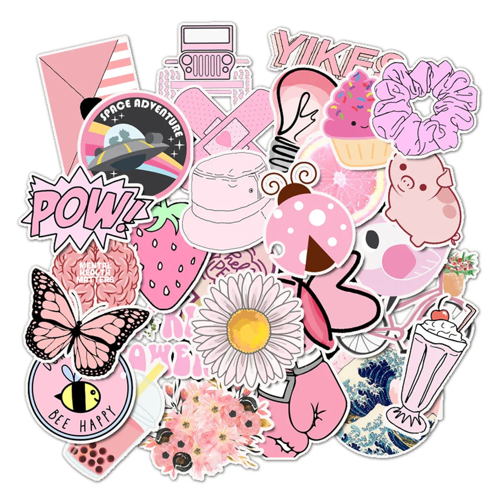 35/50/75PCS Cartoon Simple VSCO Girls Kawaii Stickers For Chidren Toy Waterproof Sticker to DIY Laptop Bicycle Helmet Car Decals (Online Order Only)