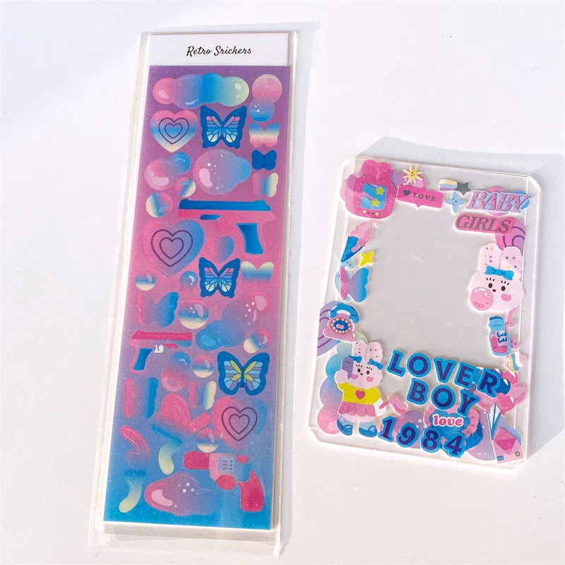Cute Rabbit Laser Sticker Letters Decorative Stickers Idol Card Making Scrapbooking Journal Photo Album Stick Label Stationery (Online Order Only)