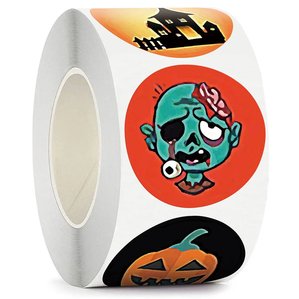 100-500pcs Halloween Pumpkin Ghost Sticker Packaging Sealing Label Sticker 1inch Gift Stickers Labels Horror Creation Decoration (Online Order Only)