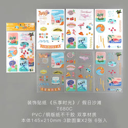 6 Sheets Enjoy Happy Time Series Stickers Scrapbooking Decorative Sticker Korean DIY Diary Album Stick Label Kawaii Stationery (ONLINE ORDER ONLY)