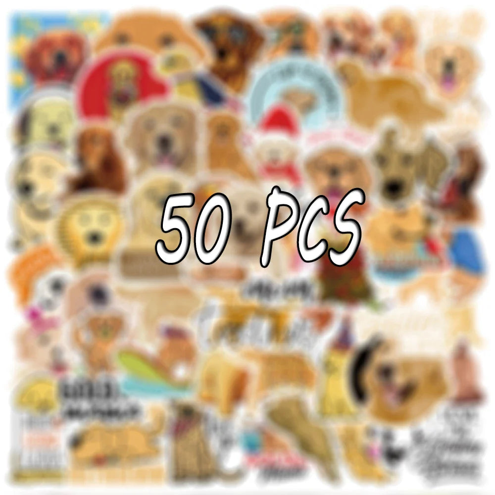 10/30/50PCS Golden Retriever Dog Stickers Cartoon DIY Bike Travel Luggage Laptop Kid Toys Classic Toy Decals Graffiti Sticker F3 (Online Order Only)