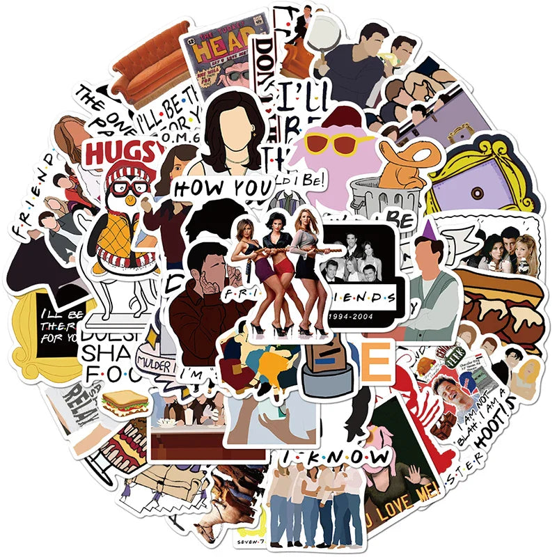 Friends TV Show Anime Stickers 10/30/50pcs Waterproof Decals for Skateboard, Phone, Laptop, Notebook, Kids Gifts (Online Order Only)