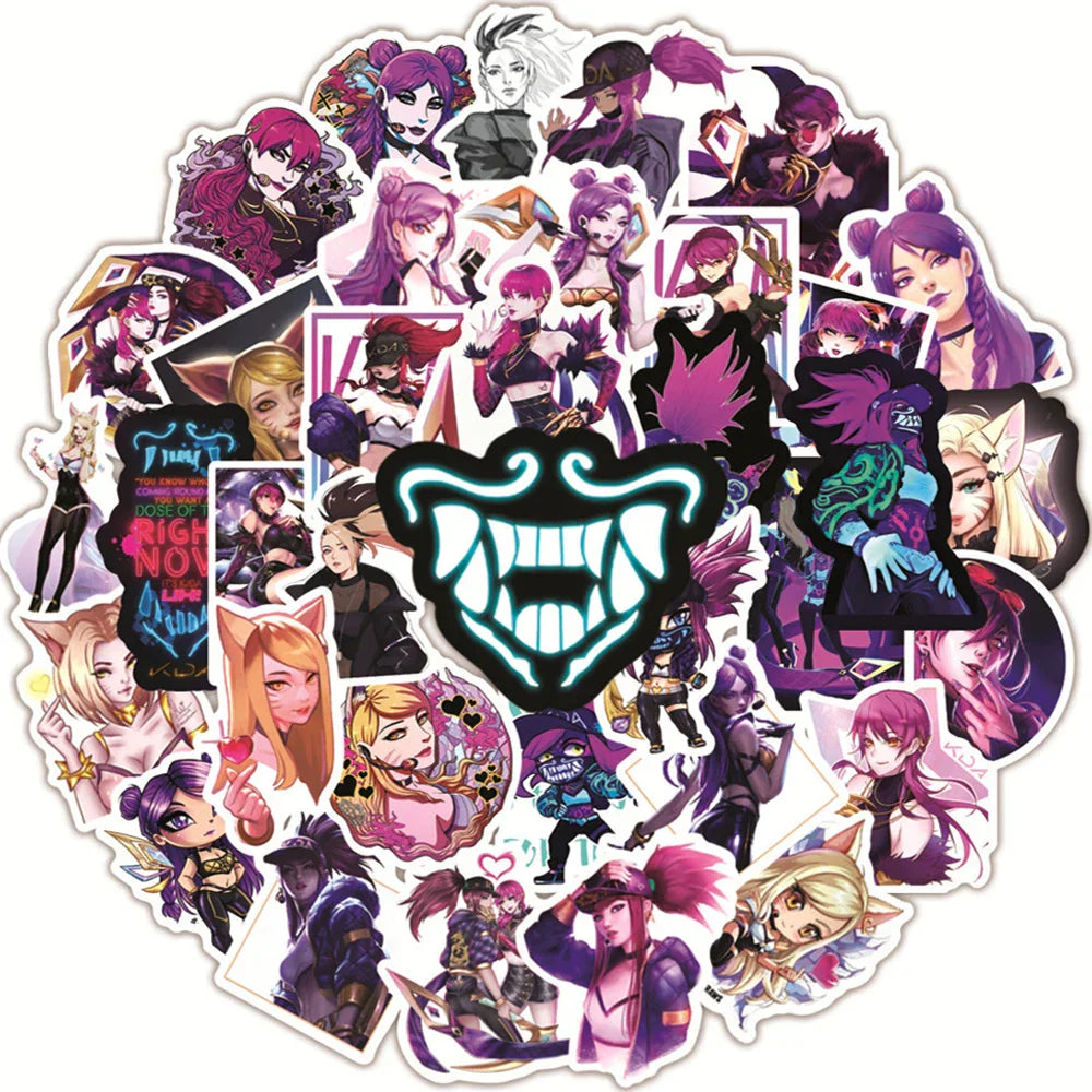 LOL KDA Stickers Pack: Laptop, Guitar, Luggage, Phone, Bike, Waterproof Decals (Online Order Only)