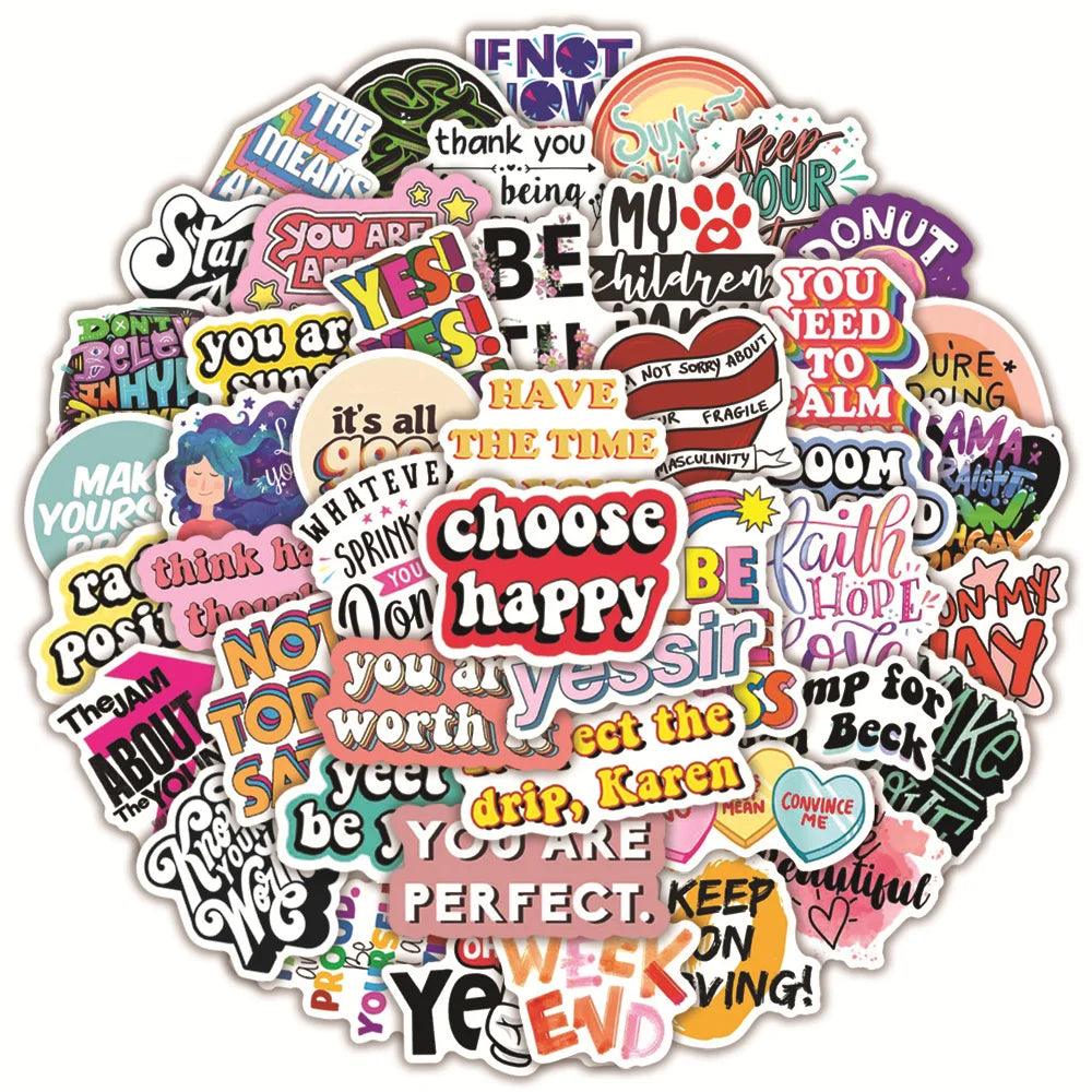 10/50Pcs Motivational Phrases Inspirational Life Quotes Sticker Packs (ONLINE ORDER ONLY)