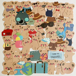 50Pcs/pack Cute Travel Bear Stickers Scrapbooking Decorative Sticker Korean DIY Diary Album Stick Label Kawaii Stationery (ONLINE ORDER ONLY)
