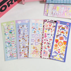 Cute ins Bear Rabbit Laser Sticker Scrapbooking Decorative Sticker Korean Hand Account DIY Diary Album Stick Label Stationery (Online Order Only)