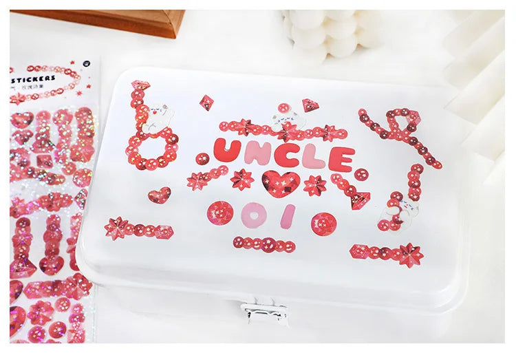 Laser Jewelry beaded Stickers Hand Account DIY Album Stick Label Decoration Scrapbooking Material Sticker Kawaii Stationery (ONLINE ORDER ONLY)