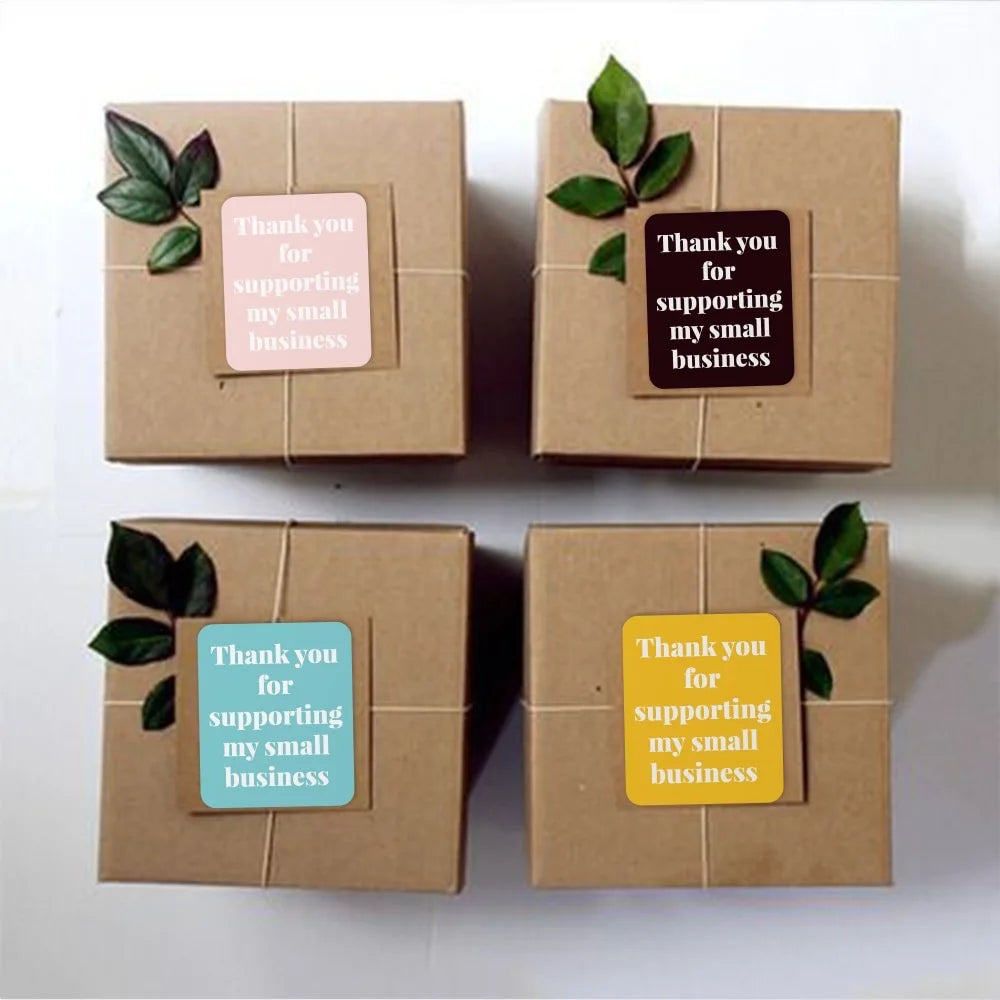 40-100pcs Thank You for Supporting My Small Business Stickers Pink Blue Yellow Black Thank You Stickers for Package Decor (Online Order Only)
