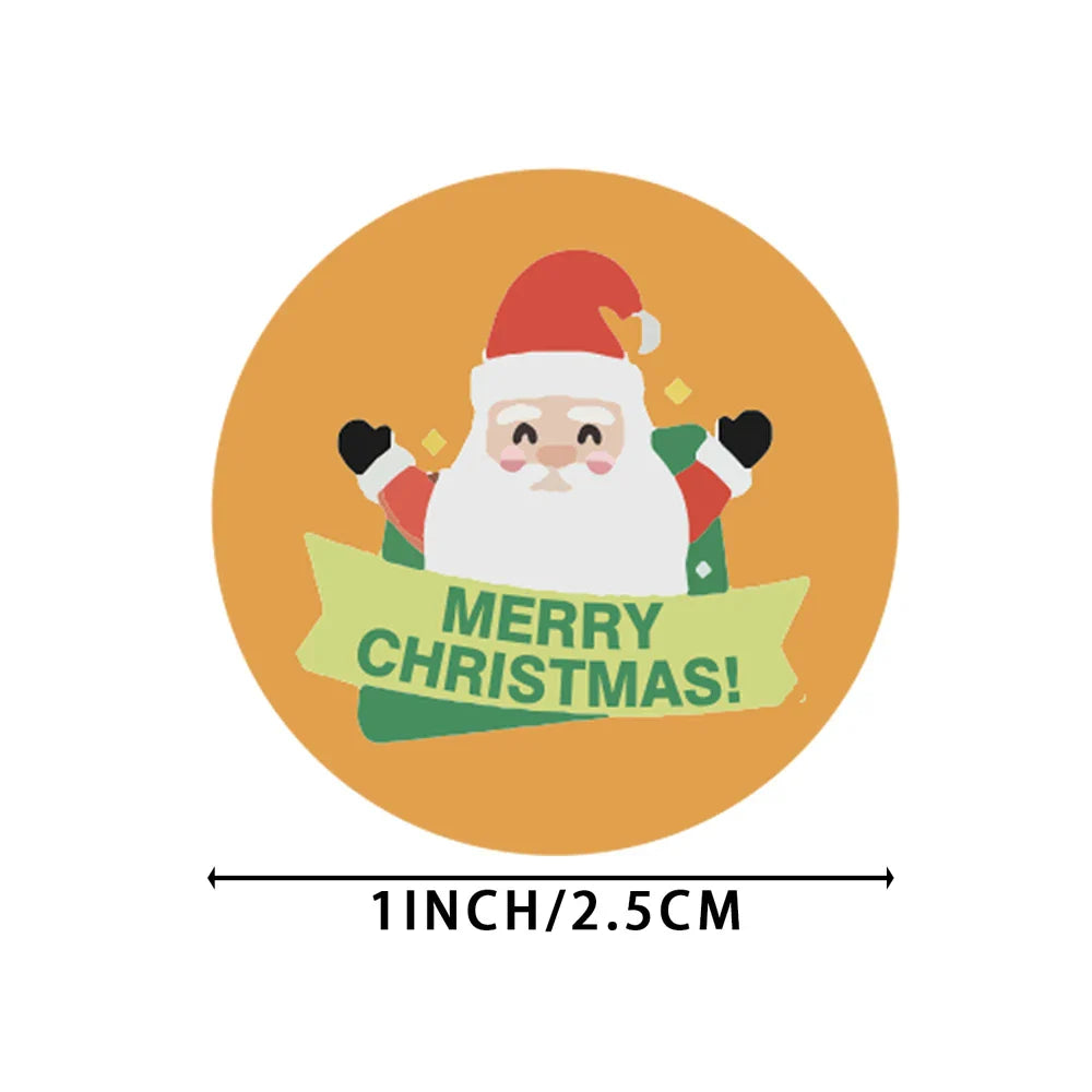 100-500pcs Christmas Stickers Roll Cartoons Gift Cards Party Package Cute Santa Label Sealing Decor Party Decorative Stickers (ONLINE ORDER ONLY)