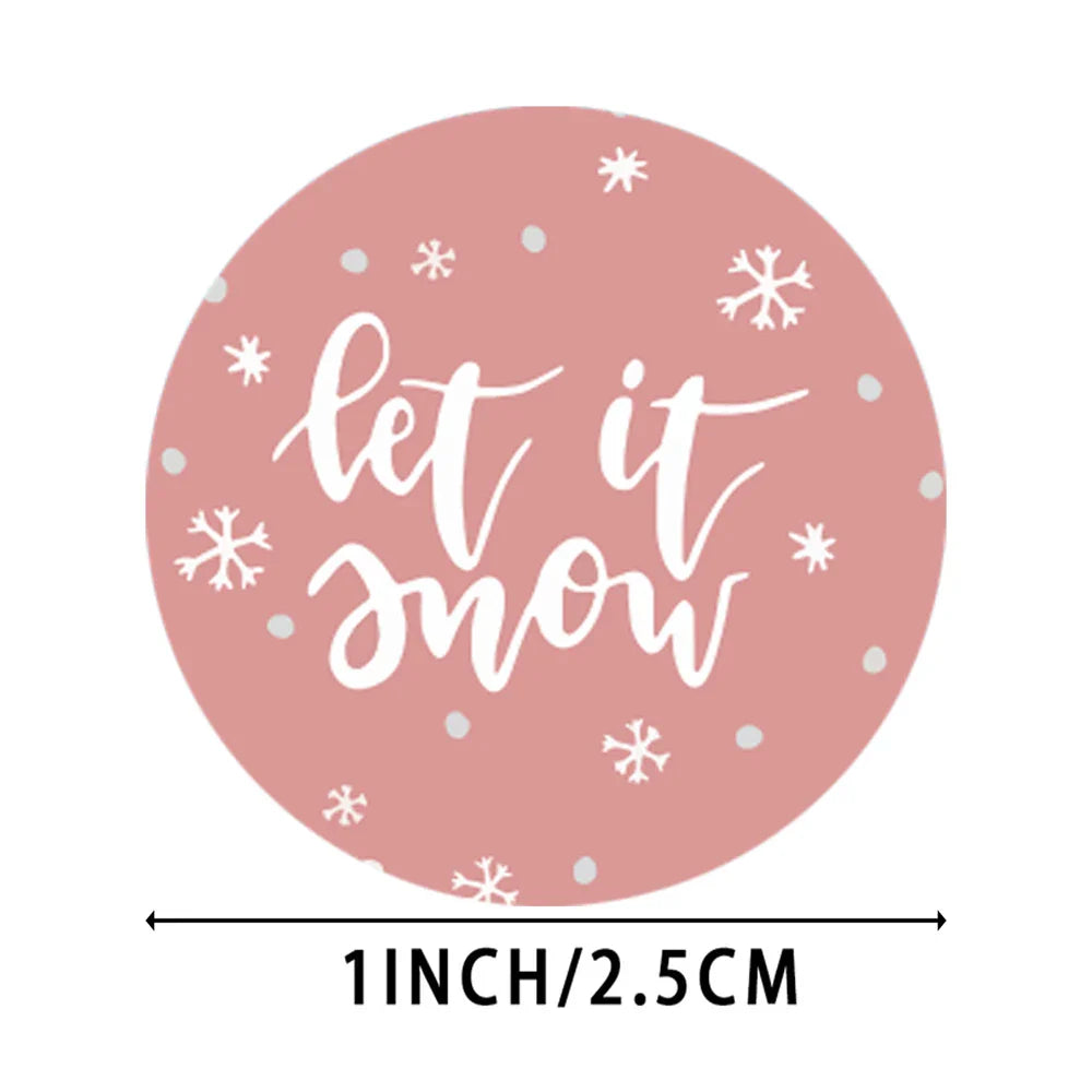 Merry Christmas Stickers 100-500pcs Round Golden Plated Stickers Gift Candy Box Homemade Cookies Bag Sealing Decoration Decals (Online Order Only)
