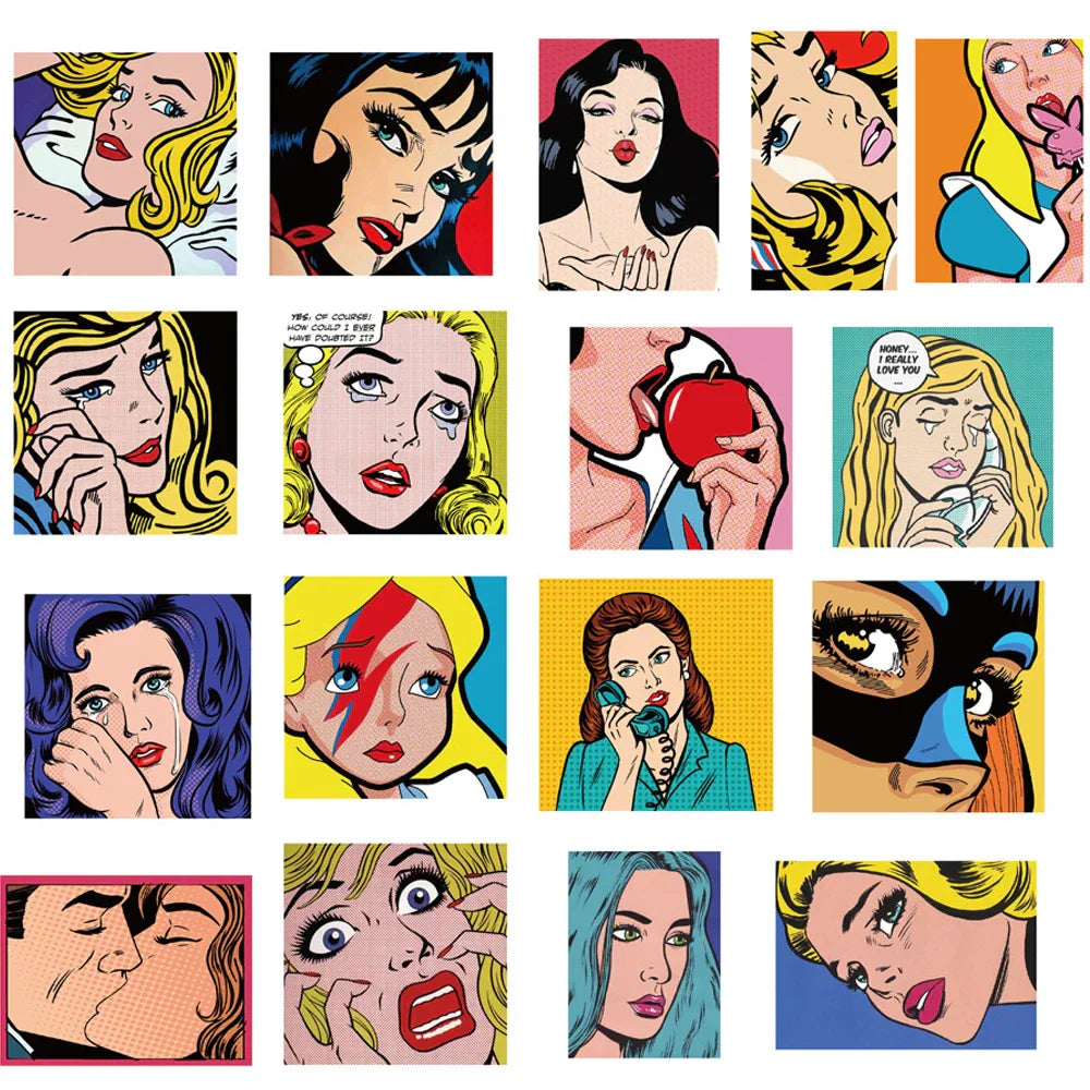Pop Art Stickers 10/30/50/100PCS Waterproof Skateboard Guitar Laptop Bike Car Decals (Online Order Only)