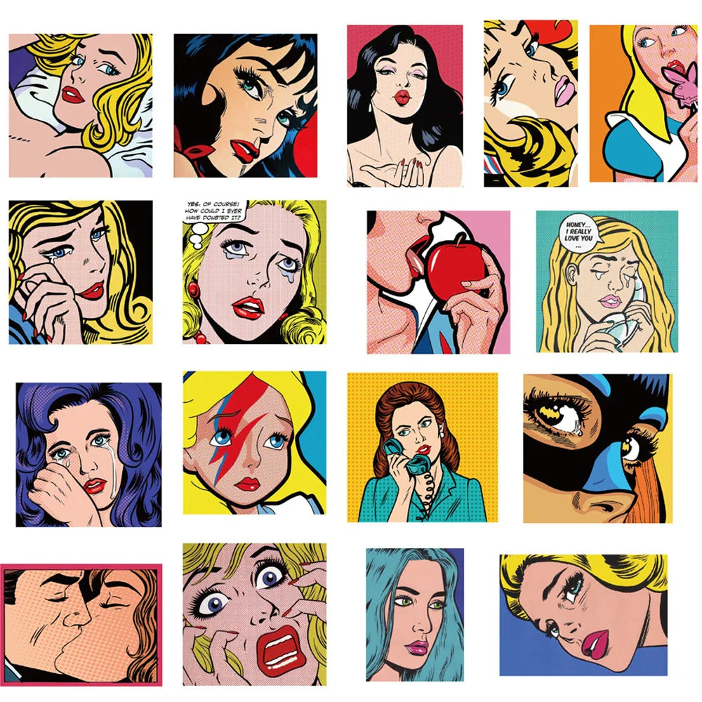 Pop Art Stickers 10/30/50/100PCS Waterproof Skateboard Guitar Laptop Bike Car Decals (Online Order Only)