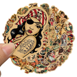 10/30/50/100pcs Retro Old School Tattoo Style Stickers  Skateboard Car Phone Bike Laptop Luggage Sexy Girl Waterproof Sticker (ONLINE ORDER ONLY)