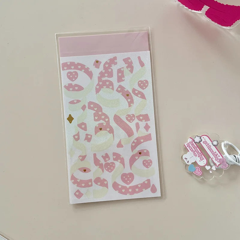 Korean ins Hot Stamping Love Ribbon Stickers Hand Account Decor DIY Collage Material Stationery Sticker Diary Album Decoration (ONLINE ORDER ONLY)