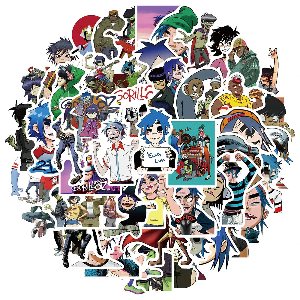 Gorillaz Cartoon Stickers: 10/30/50pcs for Laptop, Phone, Guitar, Car, Kids Toy (Online Order Only)