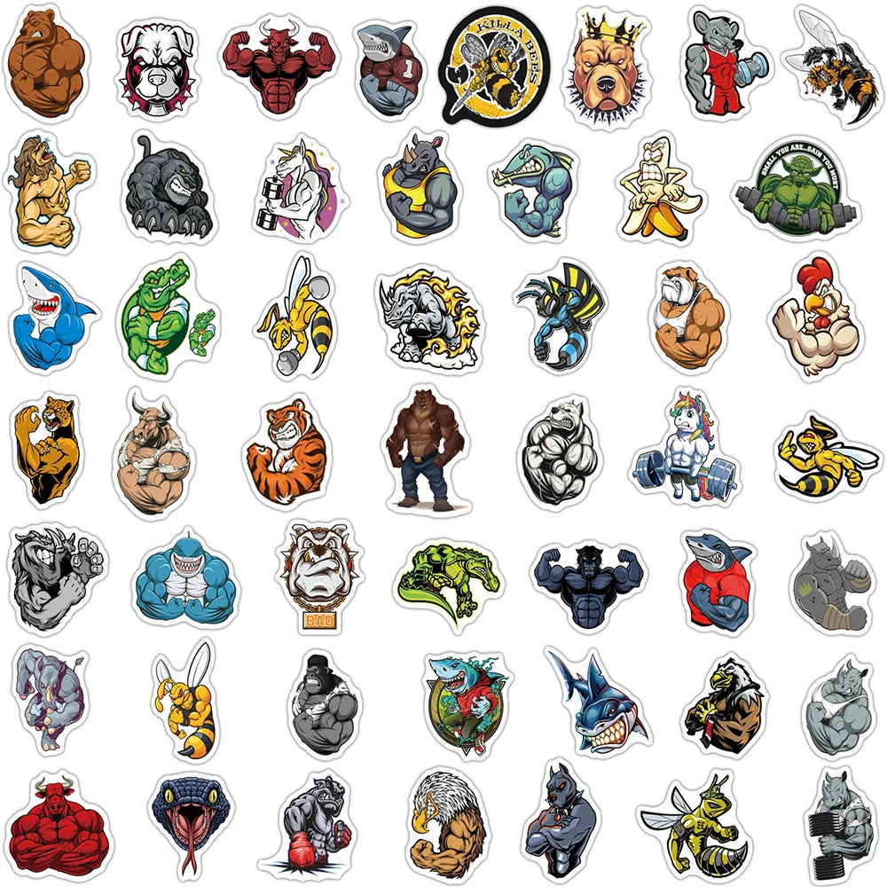 10/30/50PCS Cool Animal Stickers Car Motorcycle Travel Luggage Phone Guitar Fridge Laptop Waterproof Graffiti Sticker Kid Toys (ONLINE ORDER ONLY)