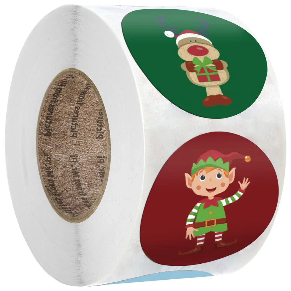 100-500pcs Christmas Stickers Santa Snowflake Adhesive Label Stickers DIY Biscuit Gift Baking Business Packaging Stickers (ONLINE ORDER ONLY)