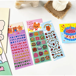 Ins Cute Cake Letter Bear Ribbon Laser Stickers Scrapbooking Decorative Sticker Korean DIY Diary Album Stick Label (Online Order Only)
