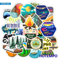 50pcs Travel Hiking Outdoor Surfing Wild Adventure Outside Camping Decal Stickers Pack for Phone Laptop Luggage Bike Car Sticker (ONLINE ORDER ONLY)