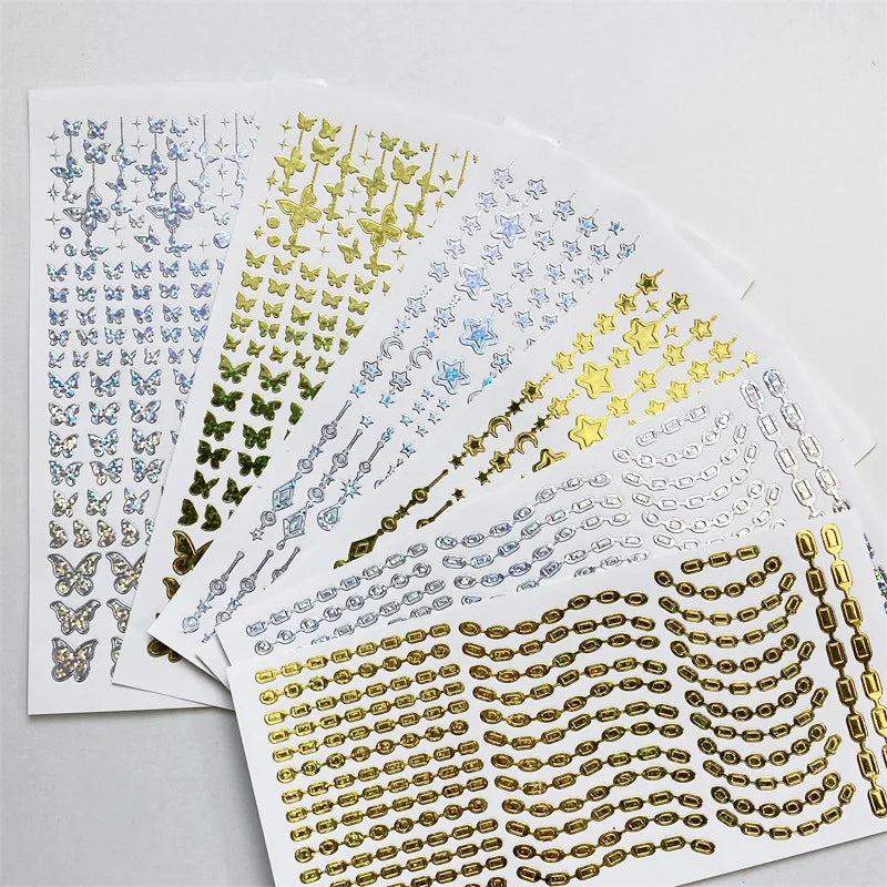 Ins Butterfly Star Moon Chain Laser Sticker Scrapbooking Decorative Sticker DIY Diary Album Stick Label Kawaii Stationery (ONLINE ORDER ONLY)