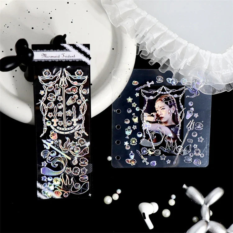 Bronzing PET Snowflake Ribbon Decoration Laser Stickers Shiny Dreamland Creative Scrapbook Handbook DIY Stationery Sticker (ONLINE ORDER ONLY)
