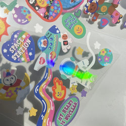 Ins Retro Cartoon Bear Laser Sticker Scrapbooking Decorative Sticker DIY Diary Album Stick Label Korean Kawaii Stationery (ONLINE ORDER ONLY)