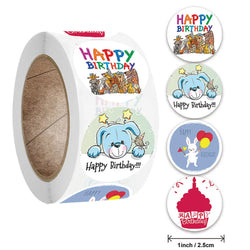 100-500pcs Cute Happy Birthday Sticker Birthday Gift Decoration Label Sealing Balloon Cake Label Packaging Scrapbook Sticker (Online Order Only)