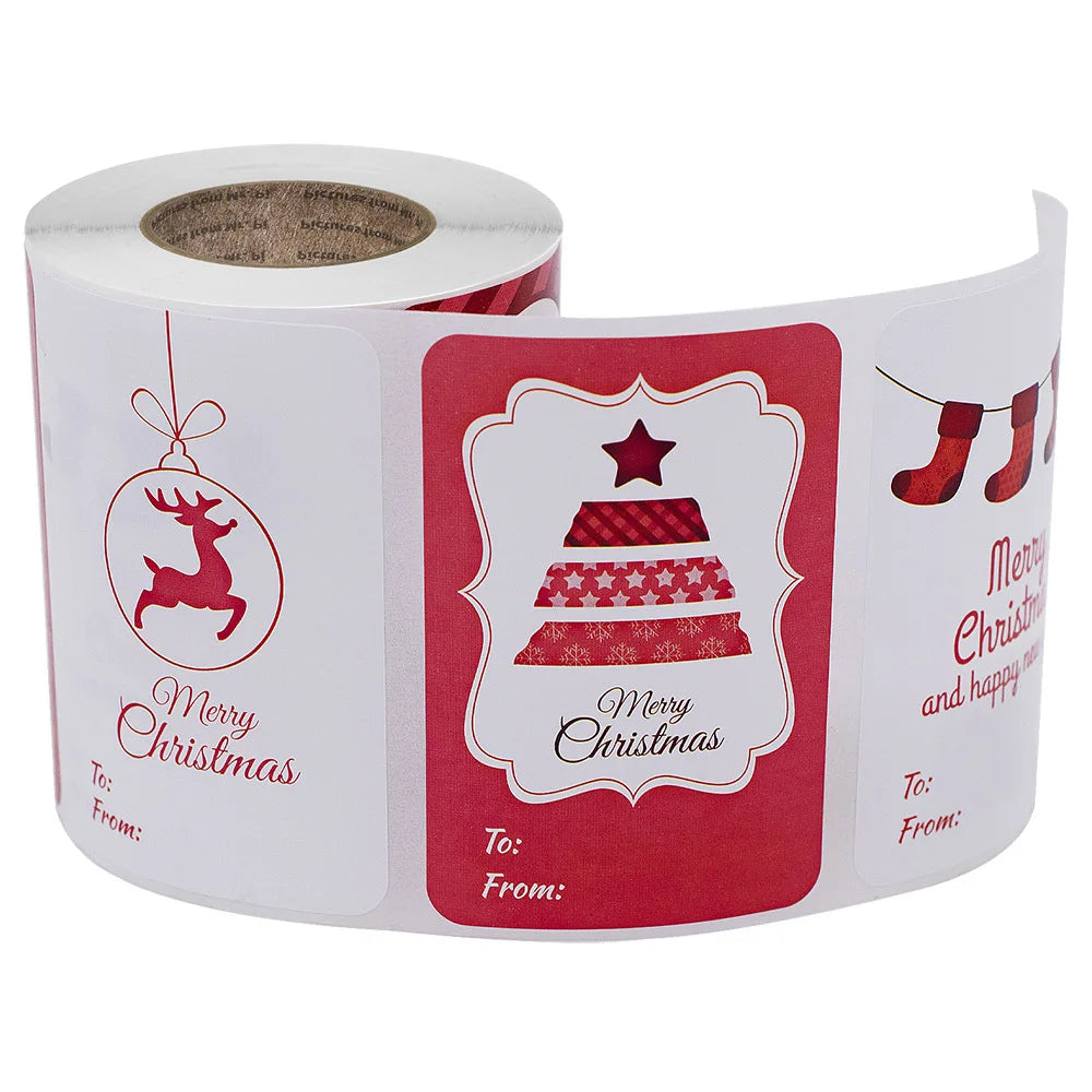 250pcs/roll 6 Designs Adhesive Christmas Gift Name Tags Present Seal Labels Christmas Decals Gift Package XMAS Sticke 2*3inch (ONLINE ORDER ONLY)