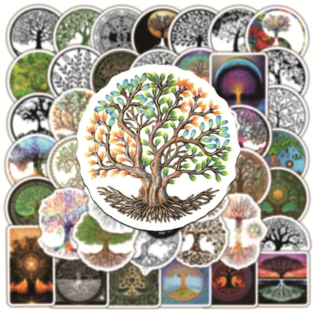 Totem Tree Of Life Cartoon Stickers - Aesthetic Plant Decals for Kids, Phones, Laptops (10/30/50pcs) (ONLINE ORDER ONLY)