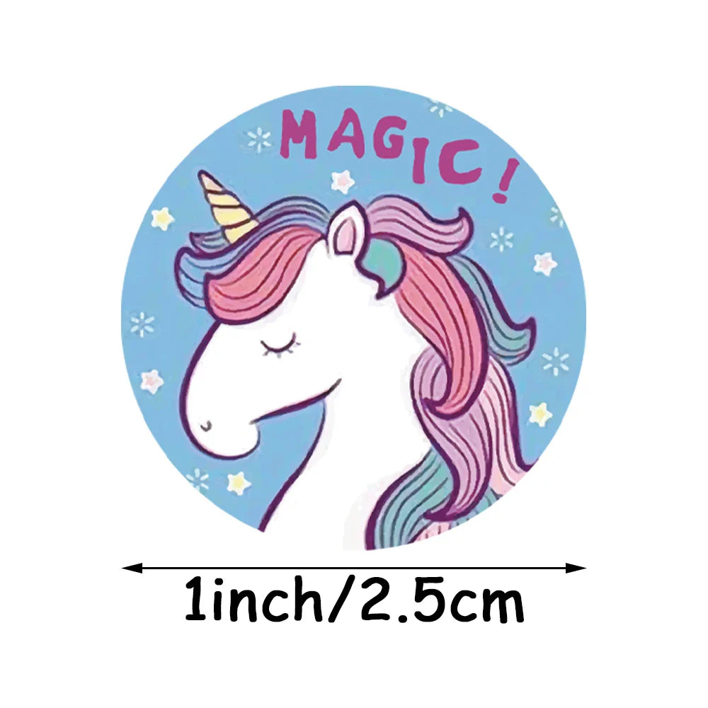Reward Sticker For Kids Mermaid Unicorn Animal Cute Pattern 500pcs/roll 1 Inch 8 Designs School Teacher Supplies Child Sticker (ONLINE ORDER ONLY)