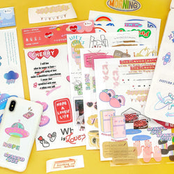 6 Sheets Enjoy Happy Time Series Stickers Scrapbooking Decorative Sticker Korean DIY Diary Album Stick Label Kawaii Stationery (ONLINE ORDER ONLY)